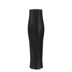 Floor vase black ceramic ribbed - 16.5X58CM 1/6KIB