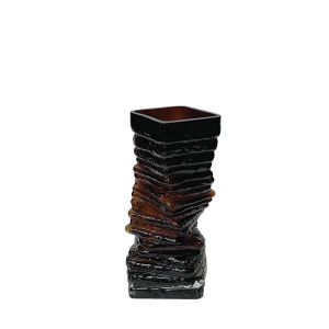 Glass vase brown abstract relief shape small - 10X10X23CM 24/KIB