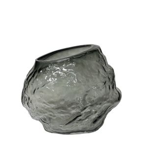 Glass vase gray abstract relief with beveled neck large - Φ30X25CM 8/KIB
