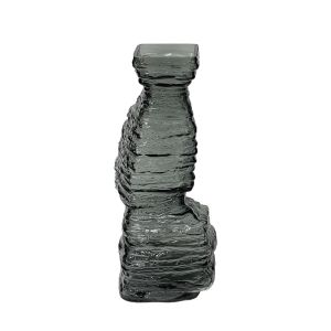 Glass vase gray abstract relief shape large - 12X12X30CM 15/KIB