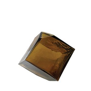 Glass vase type honey jar honey color modern cube embossed large - 21X21X20CM 12/KIB