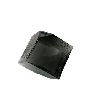 Glass vase black modern cube large embossed - 21X21X20CM 12/KIB
