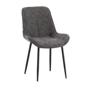 Трапезен стол FL2508, тъмносив цвят на плат с метална рамка, 58X53X84СМ