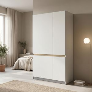Three-wing wardrobe Merzia Sonoma-white 120X46.5X183CM