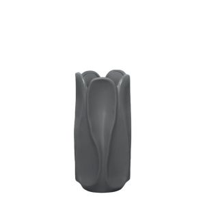 Dark gray ceramic vase with pleats - 14.7X30CM 1/12BOX
