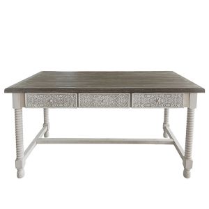 Wooden table, aged style, cream, semi-folding - 160X80X80CM 1/BOX
