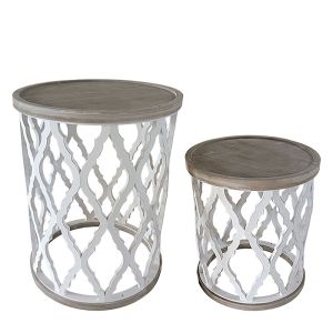 Wooden tables set of 2 round - L:59X78 S:46.5X57.5CM 1/BOX