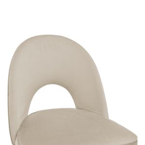 Casenio medium height bar stool, beige velvet with black leg and gold metal, 48X50X107 cm