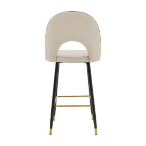 Casenio medium height bar stool, beige velvet with black leg and gold metal, 48X50X107 cm