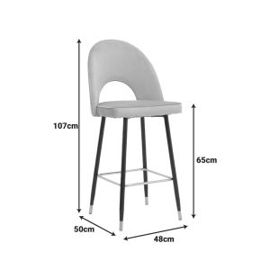 Casenio medium height bar stool, rotten apple color, velvet - black leg with gold metal 48X50X107CM