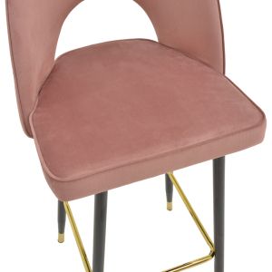 Casenio medium height bar stool, rotten apple color, velvet - black leg with gold metal 48X50X107CM
