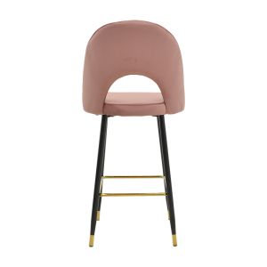 Casenio medium height bar stool, rotten apple color, velvet - black leg with gold metal 48X50X107CM