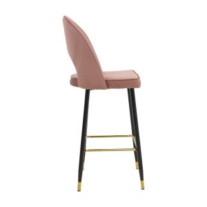 Casenio medium height bar stool, rotten apple color, velvet - black leg with gold metal 48X50X107CM