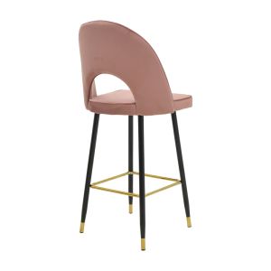 Casenio medium height bar stool, rotten apple color, velvet - black leg with gold metal 48X50X107CM