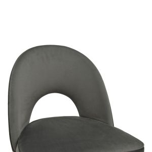 Bar stool with medium height Casenio anthracite velvet-black legs with golden metal 48X50X107CM