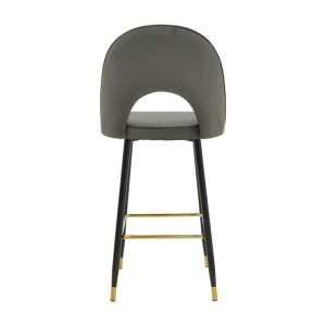 Bar stool with medium height Casenio anthracite velvet-black legs with golden metal 48X50X107CM