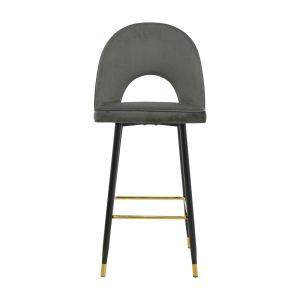 Bar stool with medium height Casenio anthracite velvet-black legs with golden metal 48X50X107CM