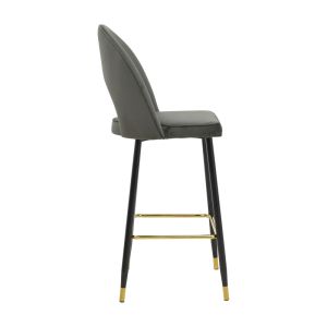 Bar stool with medium height Casenio anthracite velvet-black legs with golden metal 48X50X107CM