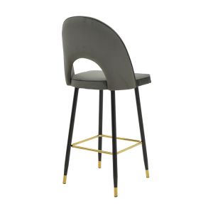 Bar stool with medium height Casenio anthracite velvet-black legs with golden metal 48X50X107CM