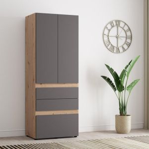 Wardrobe Arderin 2K3F H207 artisan oak - graphite gray 79X52X208CM