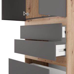 Wardrobe Arderin 2K3F H207 artisan oak - graphite gray 79X52X208CM