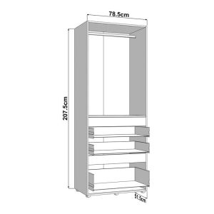 Wardrobe Arderin 2K3F H207 artisan oak-white 79X52X208CM