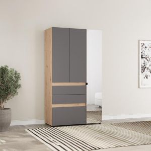 Wardrobe Arderin 3K3F1O H207 artisan oak-graphite gray 117X52X208CM