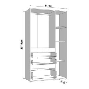 Wardrobe Arderin 3K3F1O H207 artisan oak-graphite gray 117X52X208CM