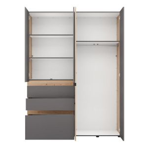 Wardrobe Arderin 4K3F1O H207 artisan oak-graphite gray 155X52X208CM