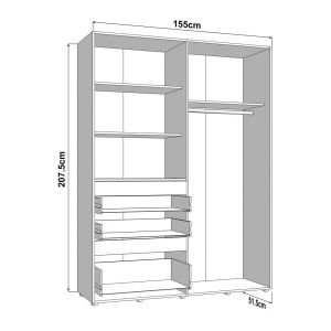 Wardrobe Arderin 4K3F1O H207 artisan oak-graphite gray 155X52X208CM