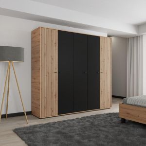 Wardrobe Avignon 5K H211 artisan oak - black color 228X55X211CM