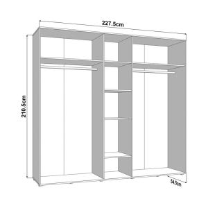 Wardrobe Avignon 5K H211 artisan oak - black color 228X55X211CM