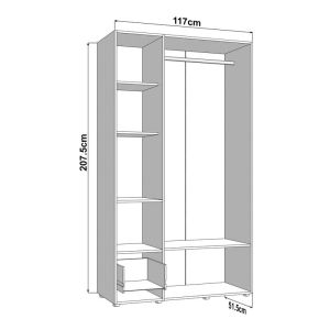Wardrobe Campsie 3K1F1O H207 Artisan oak color 118X52X208CM