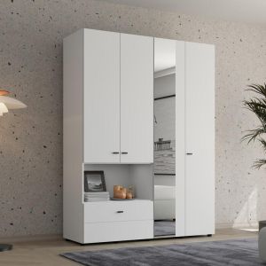 Wardrobe Campsie 4K1F1O H207 color white 155X52X208CM