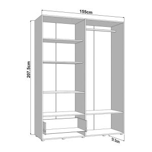 Wardrobe Campsie 4K1F1O H207 color white 155X52X208CM