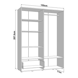 Wardrobe Campsie 4K1F1O H207 Artisan oak color 155X52X208CM