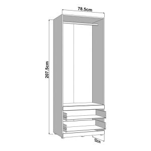 Wardrobe Dillon 2K2F H207 artisan oak-white 79X52X208CM