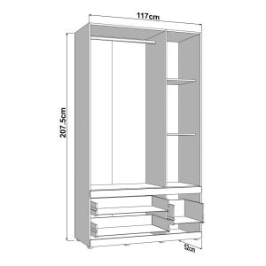 Wardrobe Dillon 3K3F1O H207 artisan oak-white 117X52X208CM