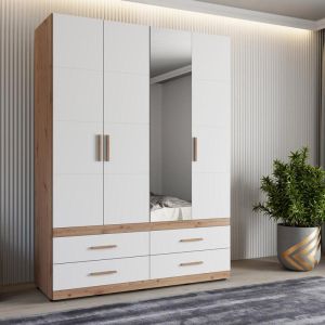 Wardrobe Dillon 4K4F1O H207 artisan oak-white 155X52X208CM