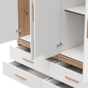 Wardrobe Dillon 4K4F1O H207 artisan oak-white 155X52X208CM