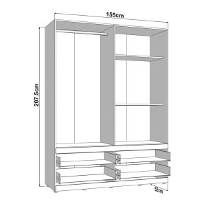 Wardrobe Dillon 4K4F1O H207 artisan oak-white 155X52X208CM