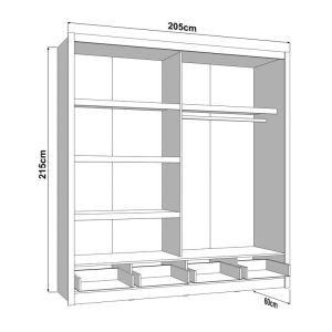 Wardrobe with mirror Albi Plus 205 2F Og cashmere color 205X60X216CM