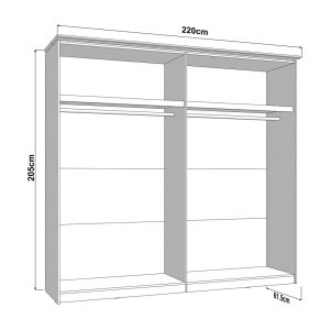 Wardrobe with mirror Lambeth 220 Og H205 cashmere-colored artisan oak 220X62X205CM