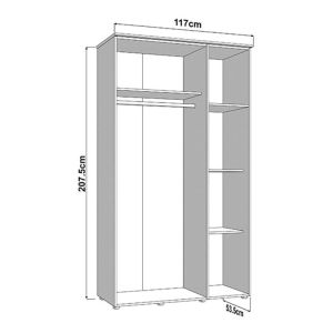 Wardrobe with mirror Lambeth 3K1O H207 cashmere-artisan oak color 120X54X208CM
