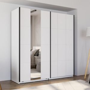 Wardrobe with mirror Salamis 200 Og H205 white color 195X61X205CM