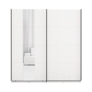 Wardrobe with mirror Salamis 200 Og H205 white color 195X61X205CM
