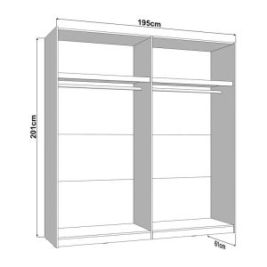 Wardrobe with mirror Salamis 200 Og H205 white color 195X61X205CM