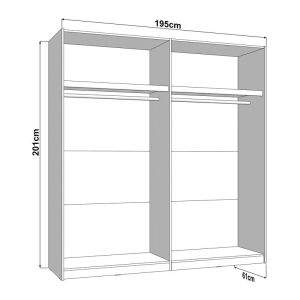 Wardrobe with mirror Salamis 200 Og H205 cashmere color 195X61X205CM