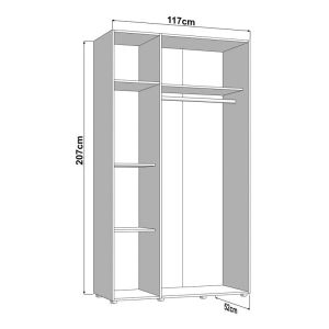 Wardrobe with mirror Salamis 3K1O H207 white color 117X52X208CM