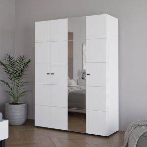 Wardrobe with mirror Salamis 4K1O H207 white color 155X52X208CM